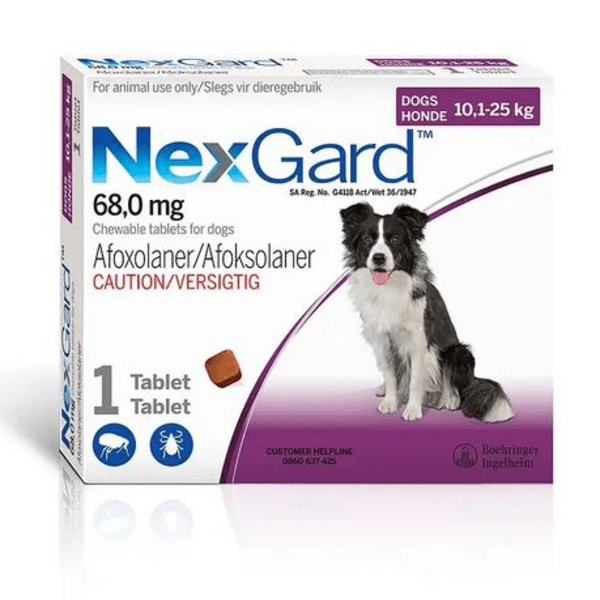 Nexgard - Dogs Chewable Tablets For 10.1-25kg Dogs (Pack Of 10)