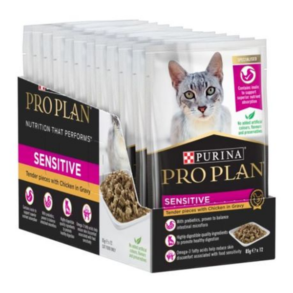 Purina - Pro Plan Sensitive Cat - Chicken in Gravy Wet Food - 12x85g