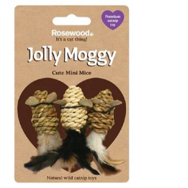 Rosewood - 3 Piece Jolly Moggy Natural Cute Mini Catnip Mice