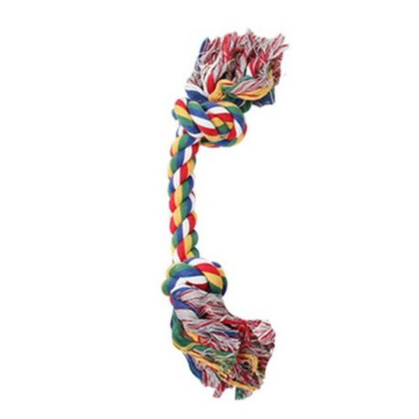 Multi-Colour Dog Toy Rope Bone With 2 Knots 22 Inches