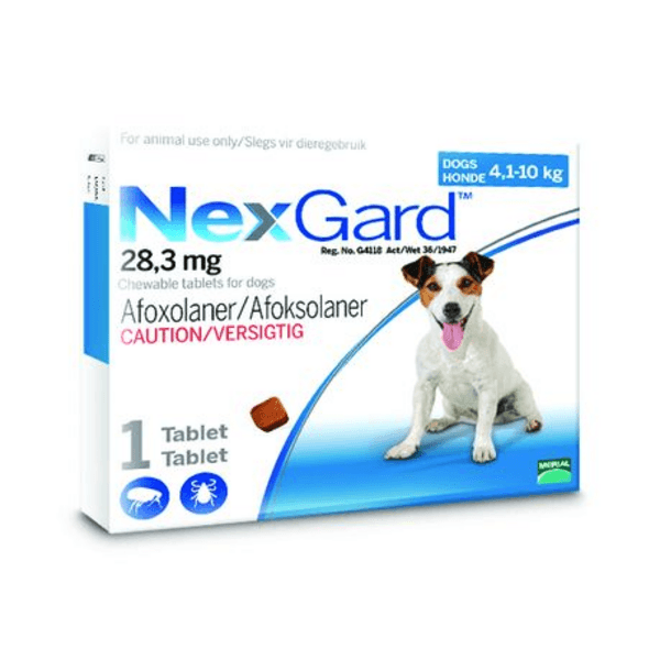 Nexgard Chewable Tick & Flea Tablet for Dogs - 4.1-10kg (1 Tablet)